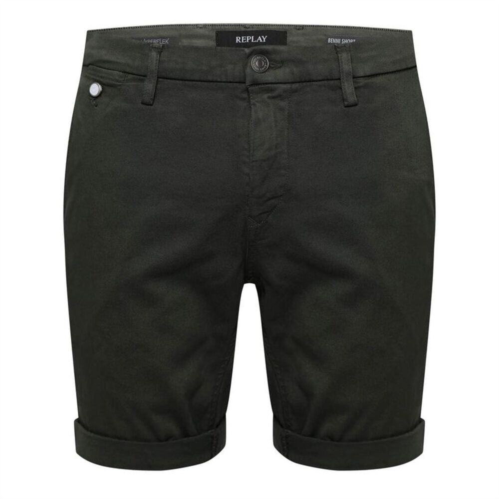Replay Mens Benni Cotton Blend Chino Shorts / Green